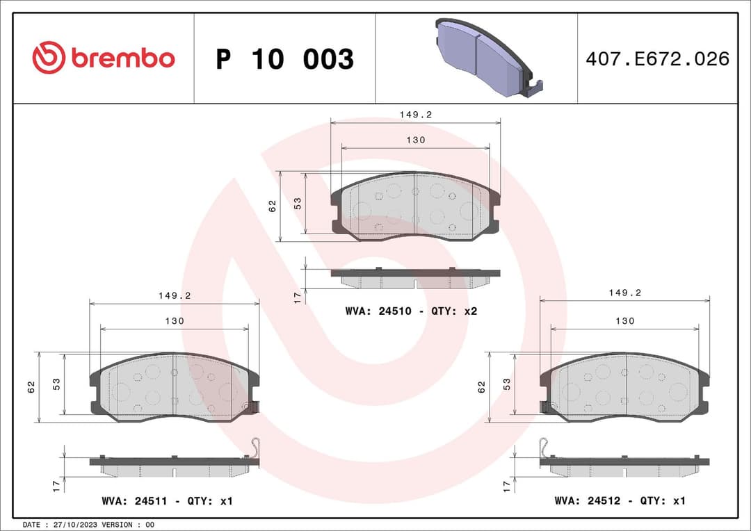 set placute frana,frana disc BREMBO PRIME LINE P 10 003