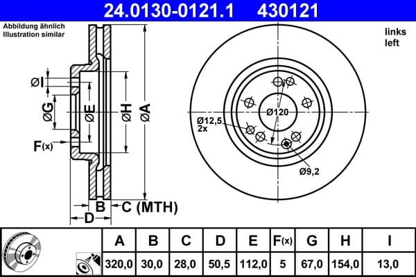 Disc frana ATE 24.0130-0121.1