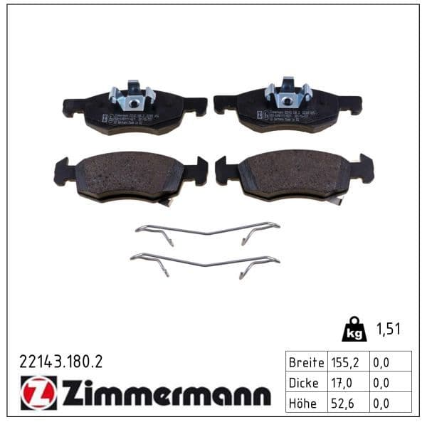 set placute frana,frana disc ZIMMERMANN 22143.180.2