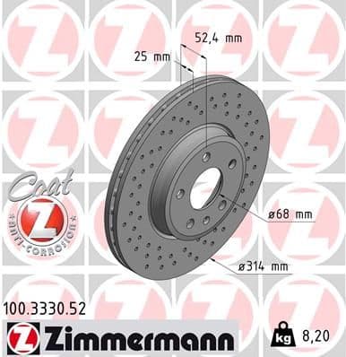 Disc frana ZIMMERMANN SPORT Z 100.3330.52