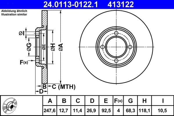 Disc frana ATE 24.0113-0122.1