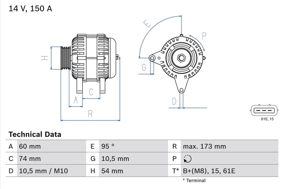 Generator / Alternator BOSCH 0 986 045 031