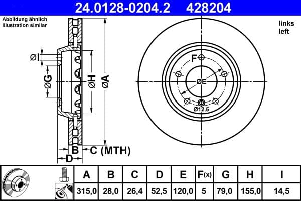 Disc frana ATE 24.0128-0204.2
