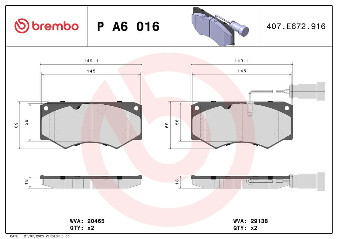 set placute frana,frana disc BREMBO PRIME LINE P A6 016
