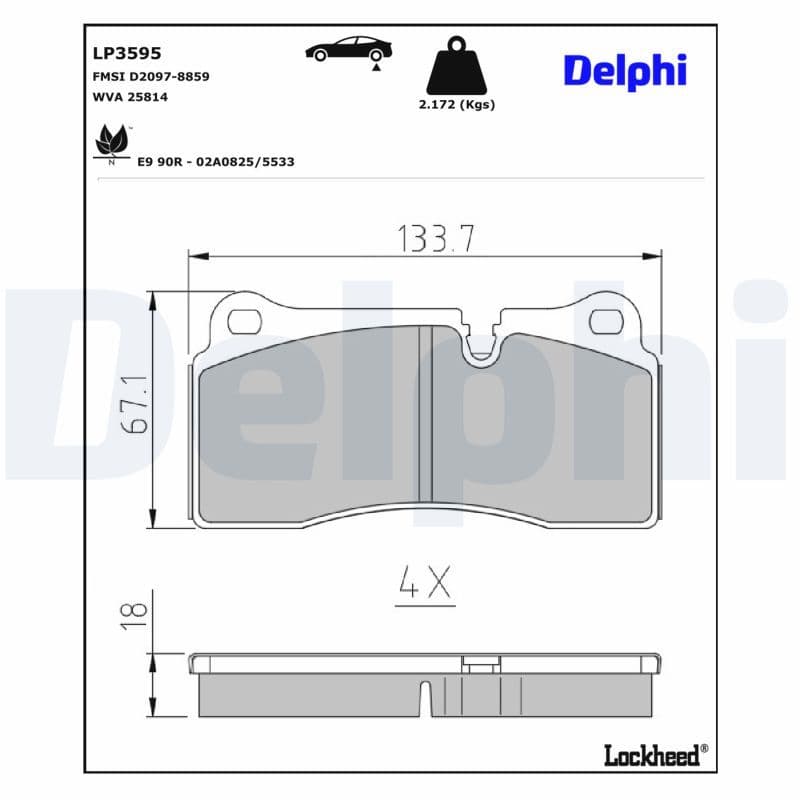 set placute frana,frana disc DELPHI LP3595