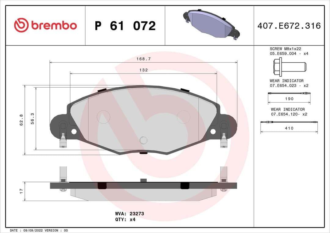 set placute frana,frana disc BREMBO PRIME LINE P 61 072