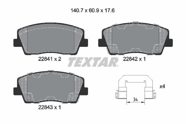 set placute frana,frana disc TEXTAR Q+ 2284101