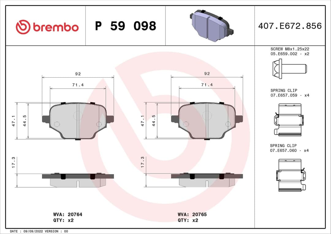 set placute frana,frana disc BREMBO PRIME LINE P 59 098