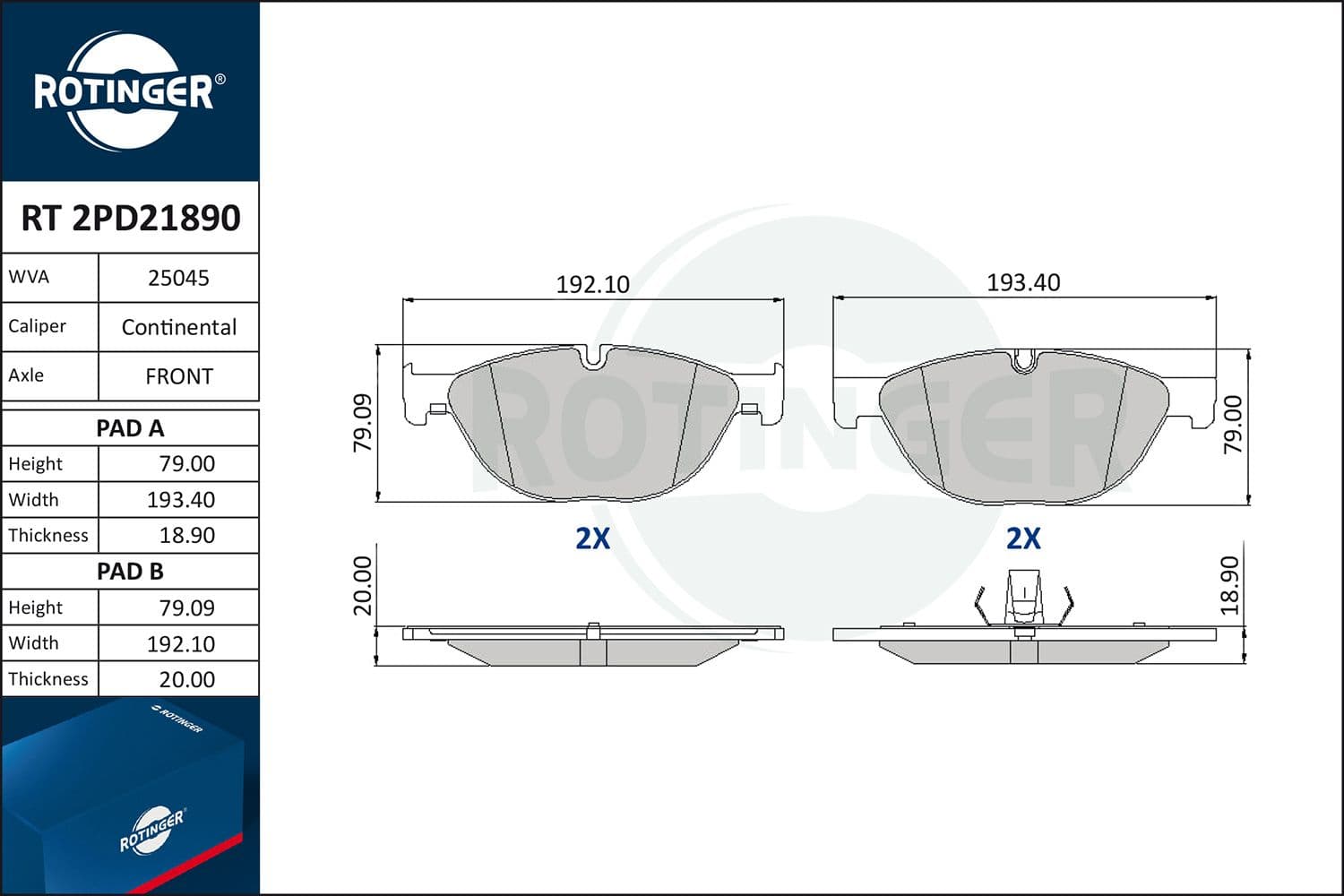 set placute frana,frana disc ROTINGER RT 2PD21890