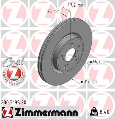 Disc frana ZIMMERMANN 280.3195.20