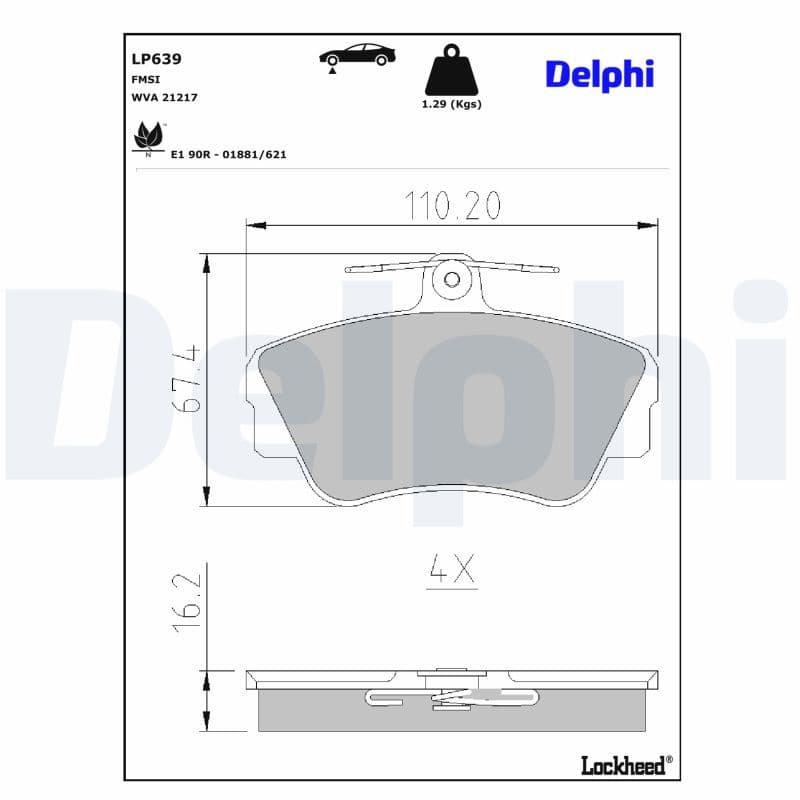 set placute frana,frana disc DELPHI LP639