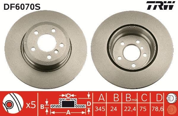 Disc frana TRW SINGLE DF6070S