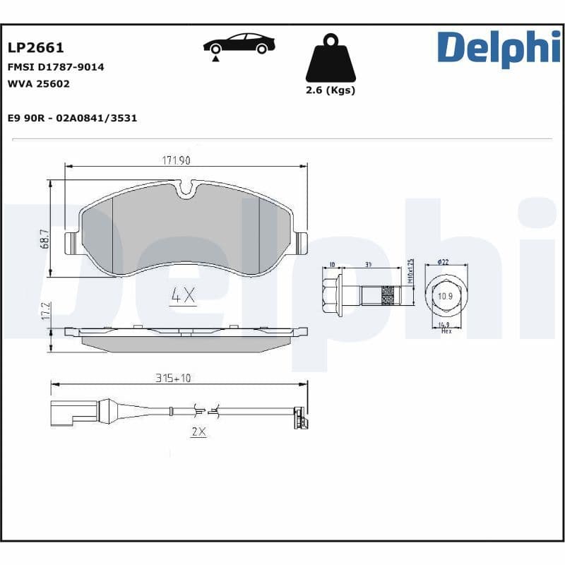 set placute frana,frana disc DELPHI LP2661