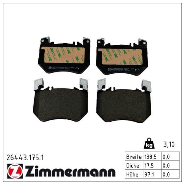 set placute frana,frana disc ZIMMERMANN 26443.175.1