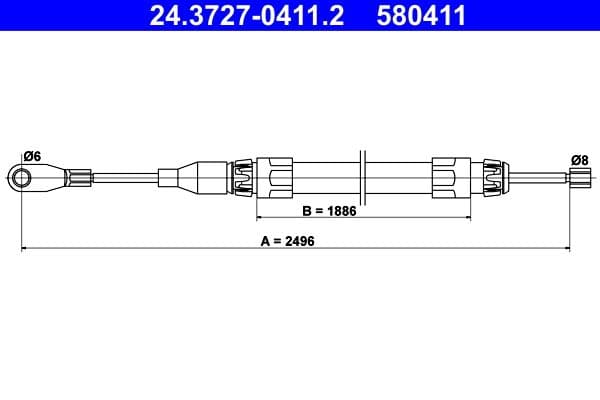 Cablu, frana de parcare ATE 24.3727-0411.2