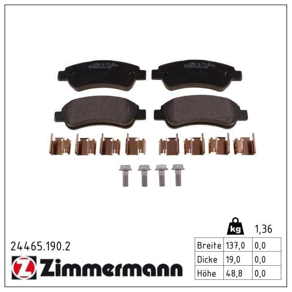 set placute frana,frana disc ZIMMERMANN 24465.190.2