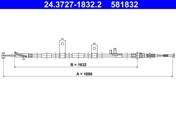 Cablu, frana de parcare ATE 24.3727-1832.2