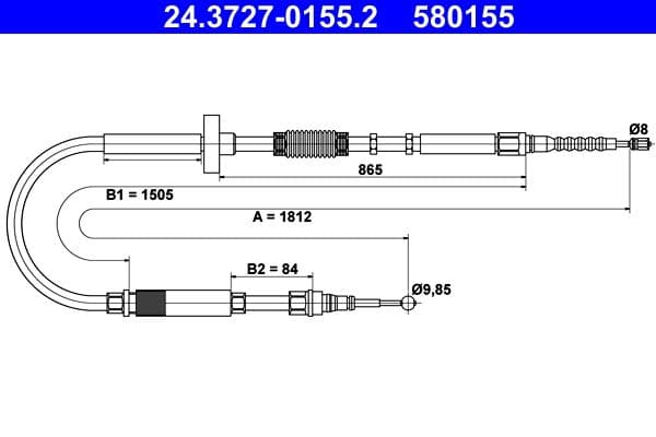 Cablu, frana de parcare ATE 24.3727-0155.2