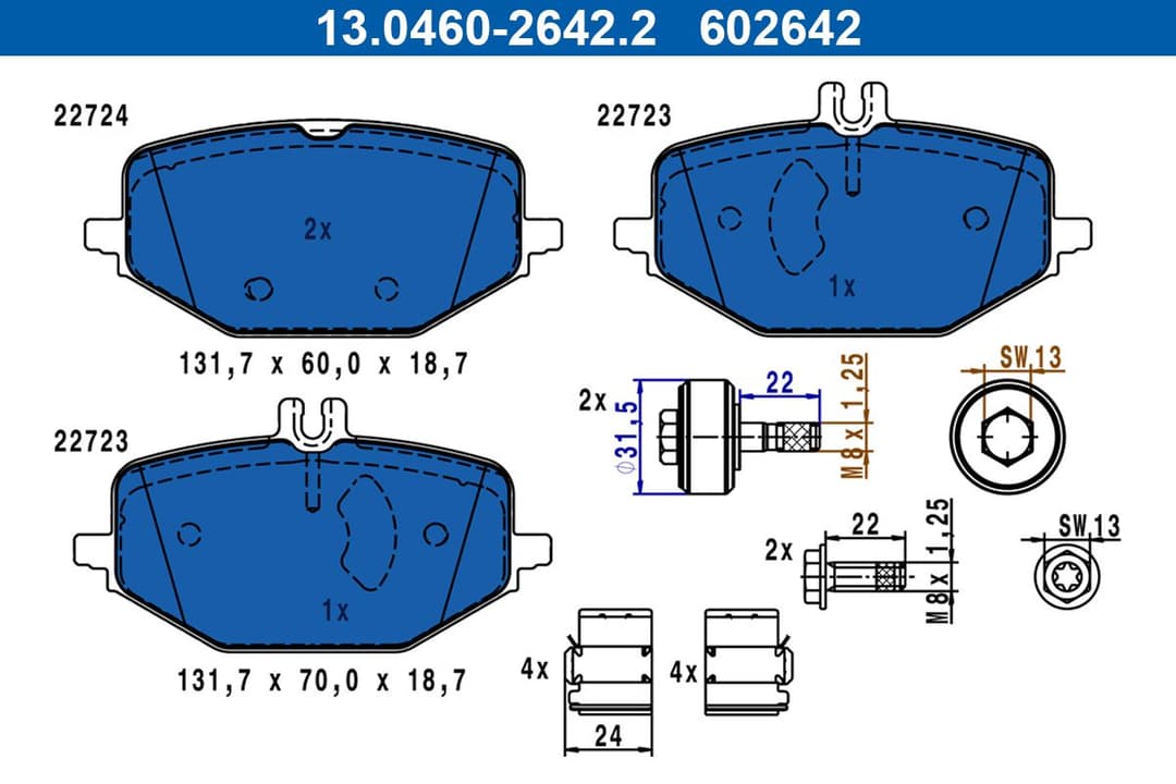 set placute frana,frana disc ATE 13.0460-2642.2