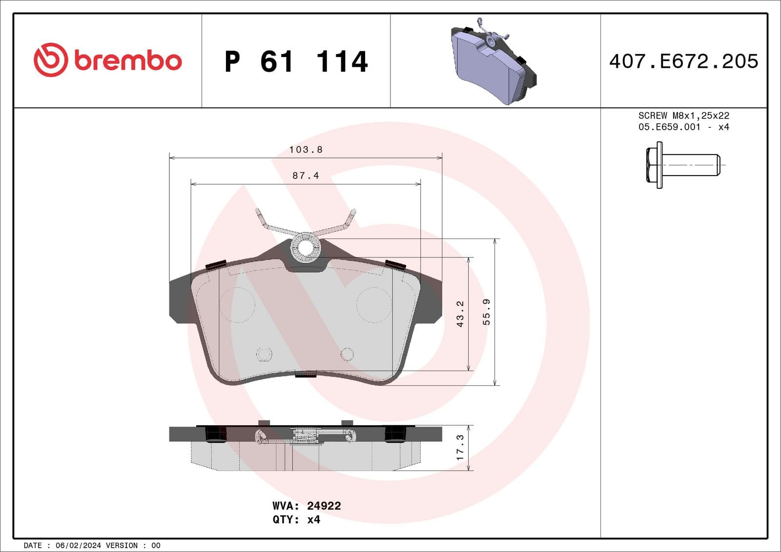 set placute frana,frana disc BREMBO PRIME LINE P 61 114