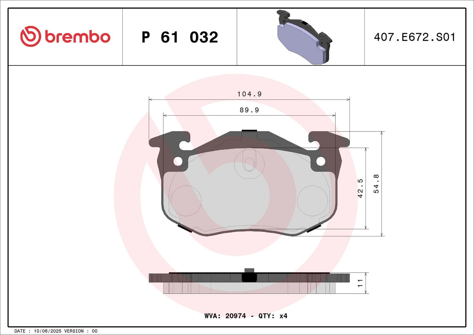 set placute frana,frana disc BREMBO PRIME LINE P 61 032