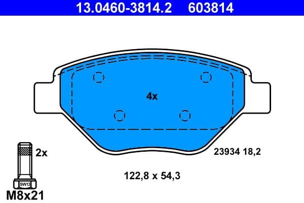 set placute frana,frana disc ATE 13.0460-3814.2