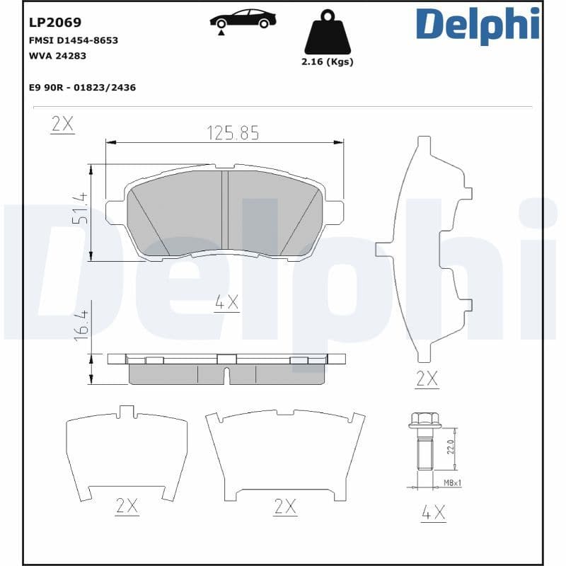 set placute frana,frana disc DELPHI LP2069