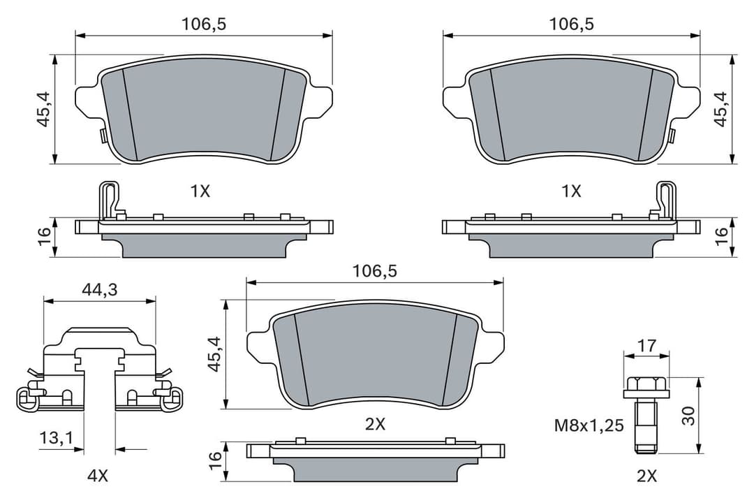 set placute frana,frana disc BOSCH 0 986 460 312