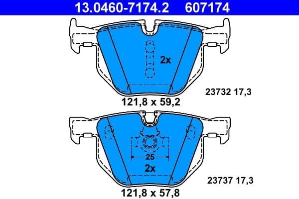 set placute frana,frana disc ATE 13.0460-7174.2
