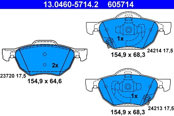 set placute frana,frana disc ATE 13.0460-5714.2