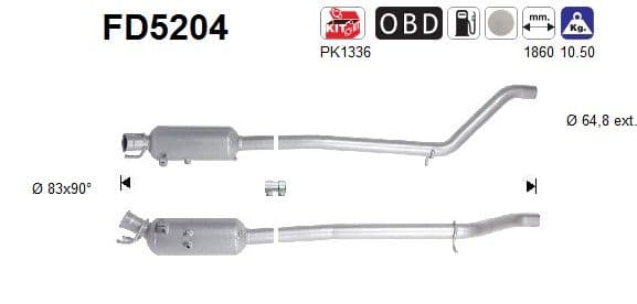 Filtru funingine/particule, sist.de esapament AS FD5204