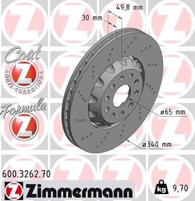 Disc frana ZIMMERMANN FORMULA Z 600.3262.70