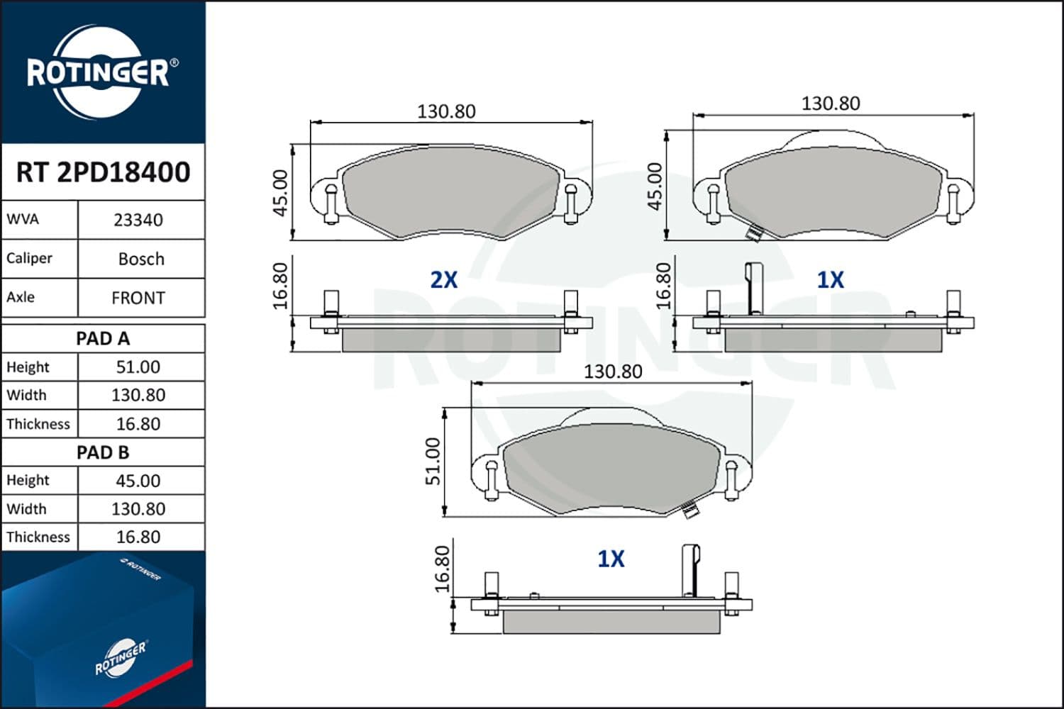 set placute frana,frana disc ROTINGER RT 2PD18400