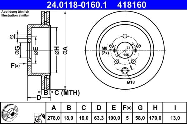 Disc frana ATE 24.0118-0160.1