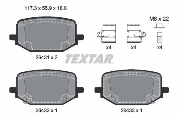set placute frana,frana disc TEXTAR 2643102