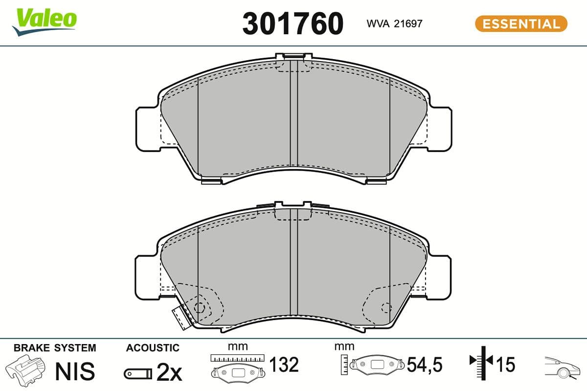set placute frana,frana disc VALEO ESSENTIAL 301760