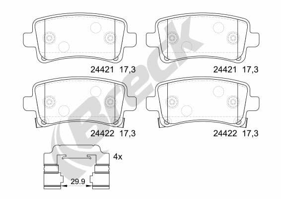 set placute frana,frana disc BRECK 24421 00 704 20