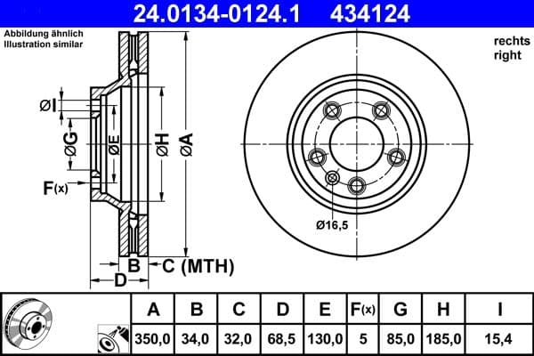 Disc frana ATE 24.0134-0124.1