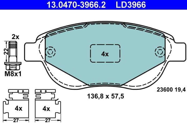 set placute frana,frana disc ATE Ceramic 13.0470-3966.2