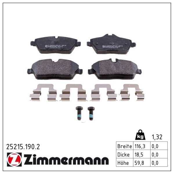 set placute frana,frana disc ZIMMERMANN 25215.190.2