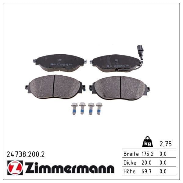 set placute frana,frana disc ZIMMERMANN 24738.200.2