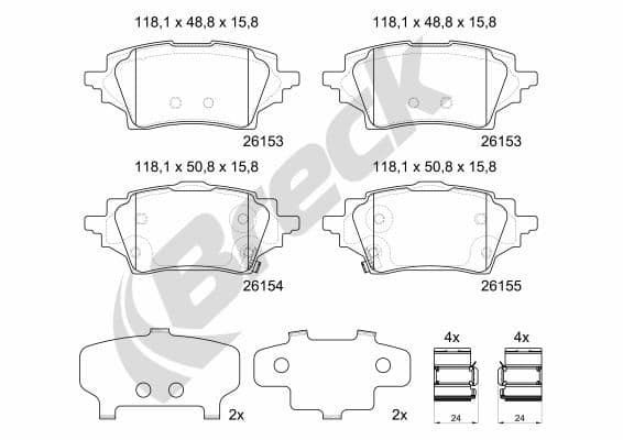 set placute frana,frana disc BRECK 26153 00 704 00