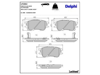 set placute frana,frana disc DELPHI LP2062