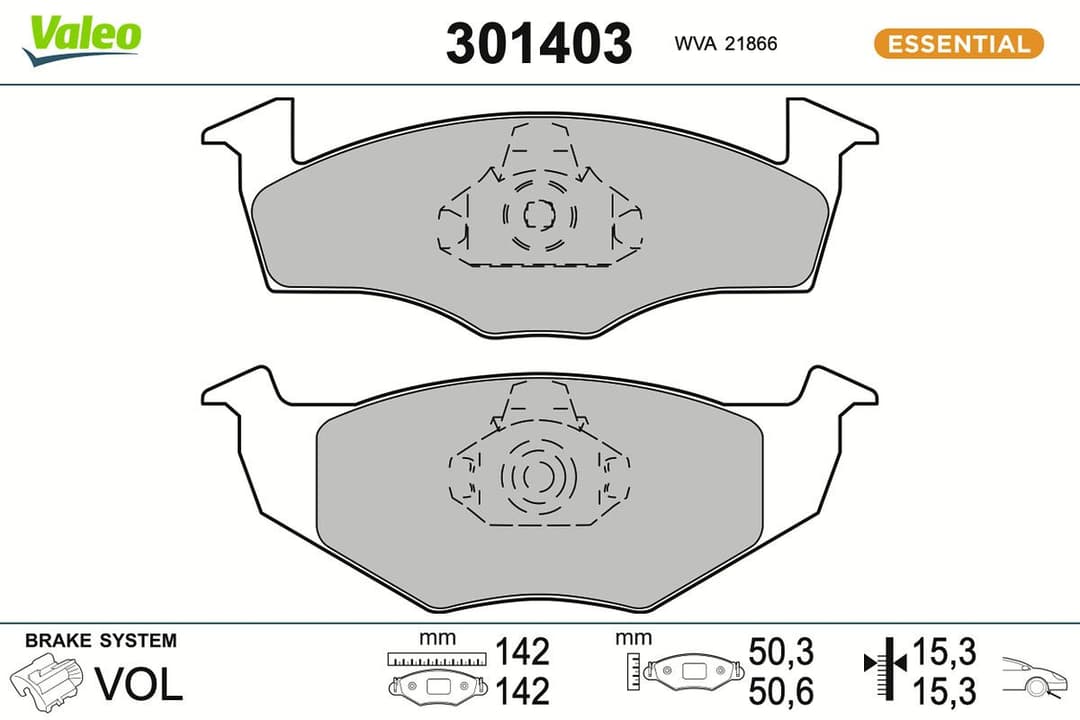 set placute frana,frana disc VALEO ESSENTIAL 301403