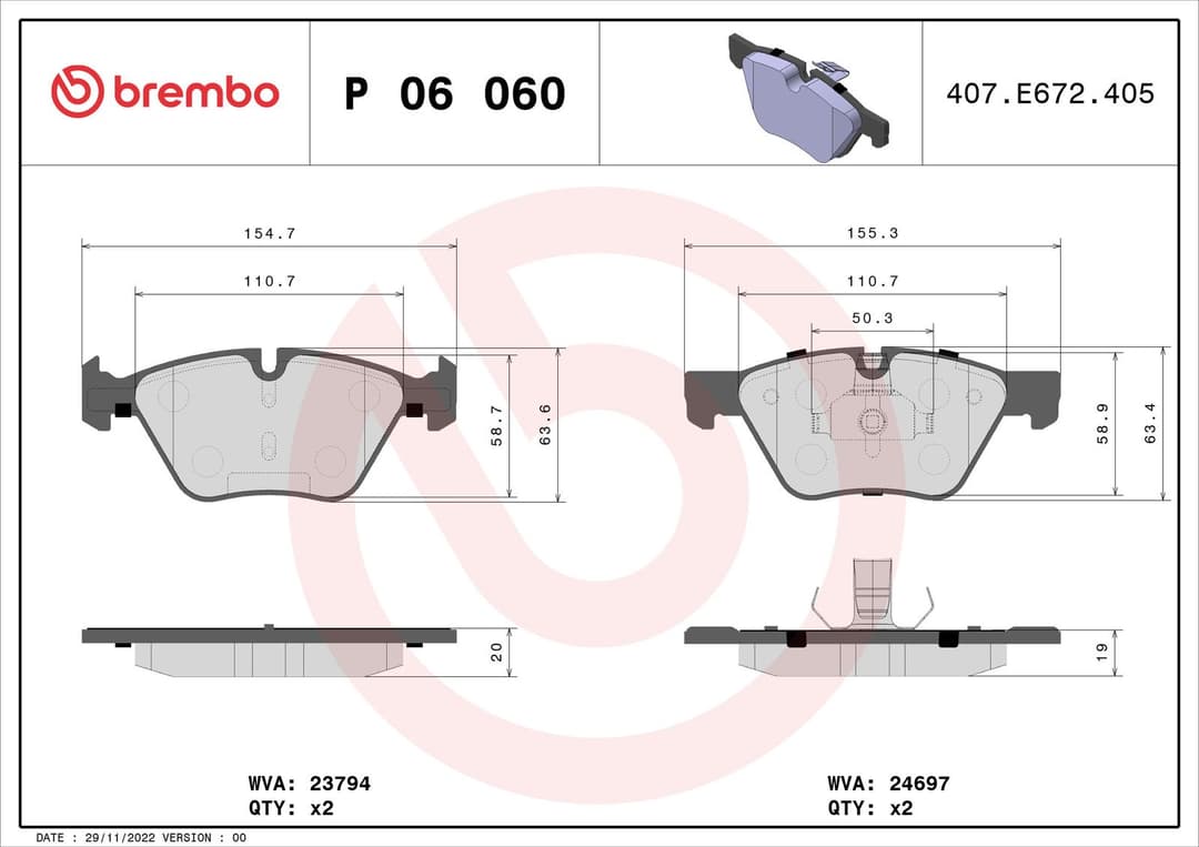 set placute frana,frana disc BREMBO PRIME LINE P 06 060