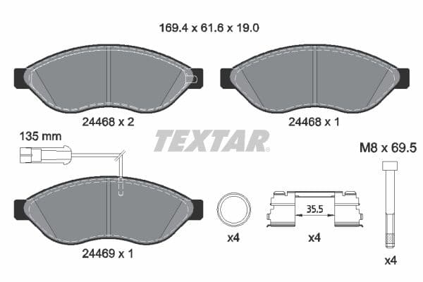 set placute frana,frana disc TEXTAR Q+ 2446807