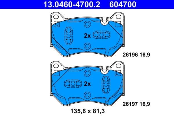 set placute frana,frana disc ATE 13.0460-4700.2