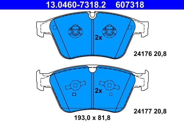set placute frana,frana disc ATE 13.0460-7318.2