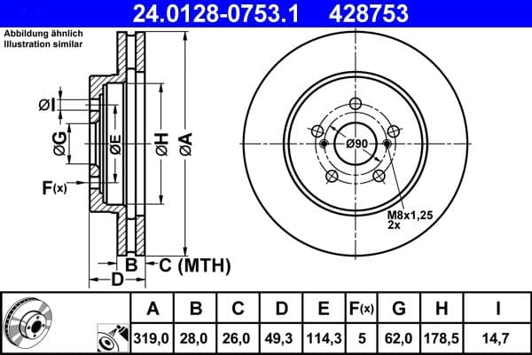 Disc frana ATE 24.0128-0753.1
