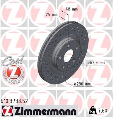Disc frana ZIMMERMANN 610.3733.52